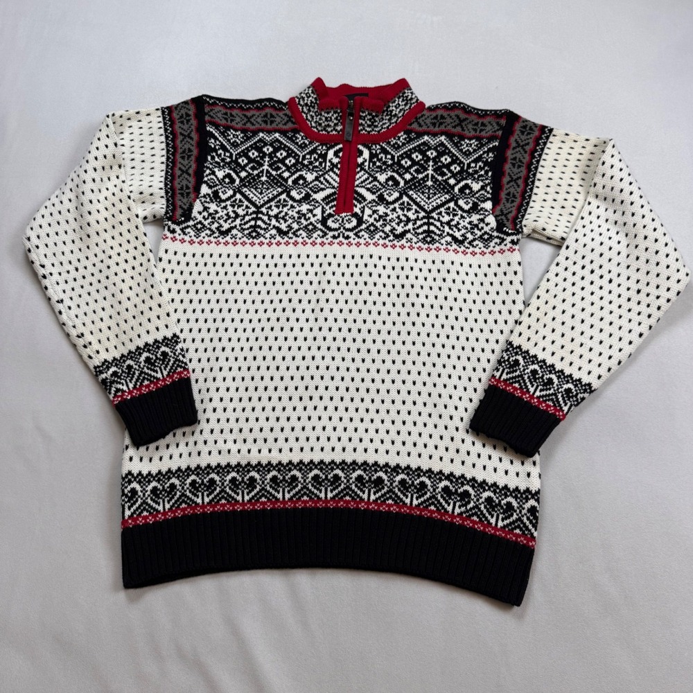 Icewear Iceland Baldur Nordic Fair Isle Quarter Zip Cotton Sweater Mens Large